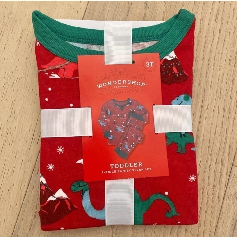 Target Wondershop Holiday Dino Print Pajama Set Toddler Size 3T